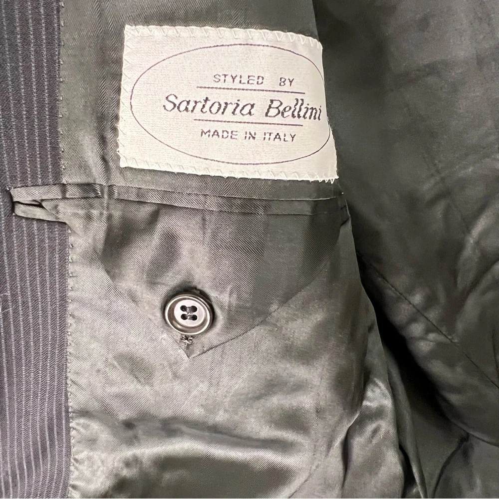 Sartoria Bellini Size 50R Super 100's Wool Black Pinstripe Sport Coat